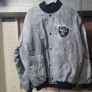 Gray Acid Wash Vintage Raiders Starter Jacket Size L Black Trim